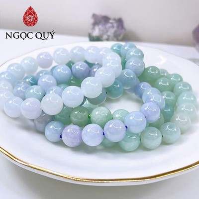 Vòng tay cẩm thạch A - Phỉ thúy type A chất nếp hóa keo hạt 10mm - Ngọc Quý