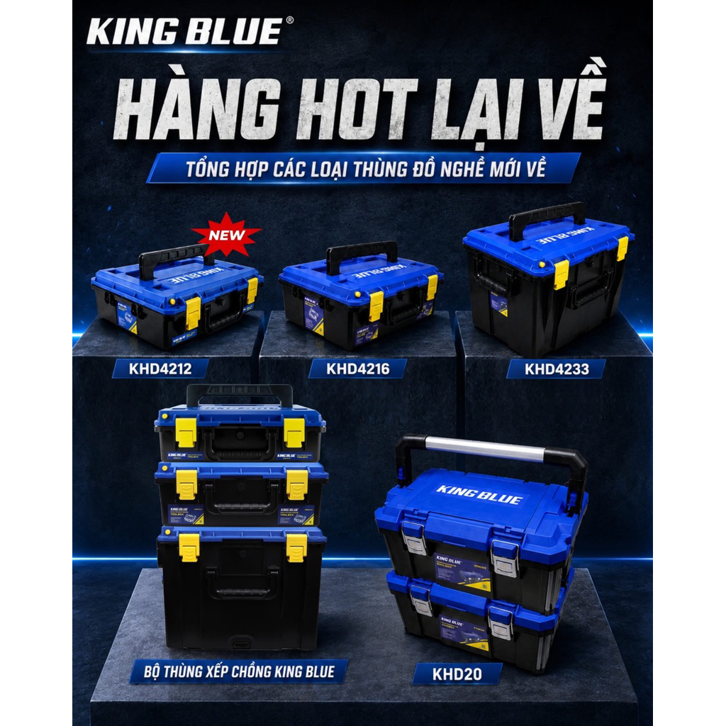 Thùng đựng đồ nghề KHD4233 , KHD4216 và KHD4212 thương hiệu Kingblue chính hãng
