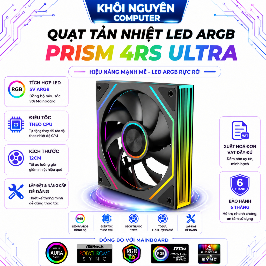 Quạt Tản Nhiệt Jungle Leopard Prism 4RS Ultra 120mm – Fan Case PC Gaming LED ARGB Đồng Bộ Main
