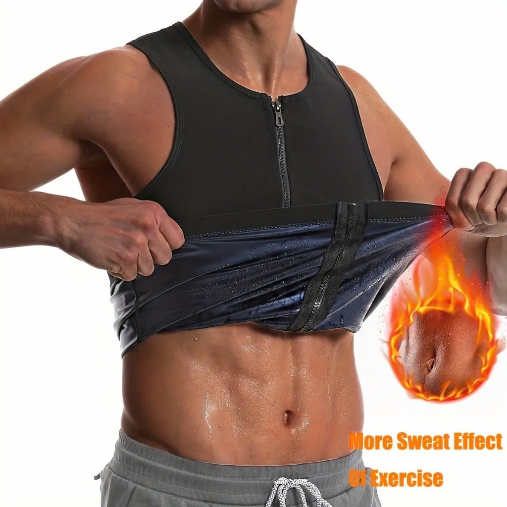 Áo Sauna Suit Nam Tập Luyện - Áo Gilet Gen Nịt Bụng Đốt Cháy Calo, Hỗ Trợ Giảm Cân Siết Eo Chất Liệu