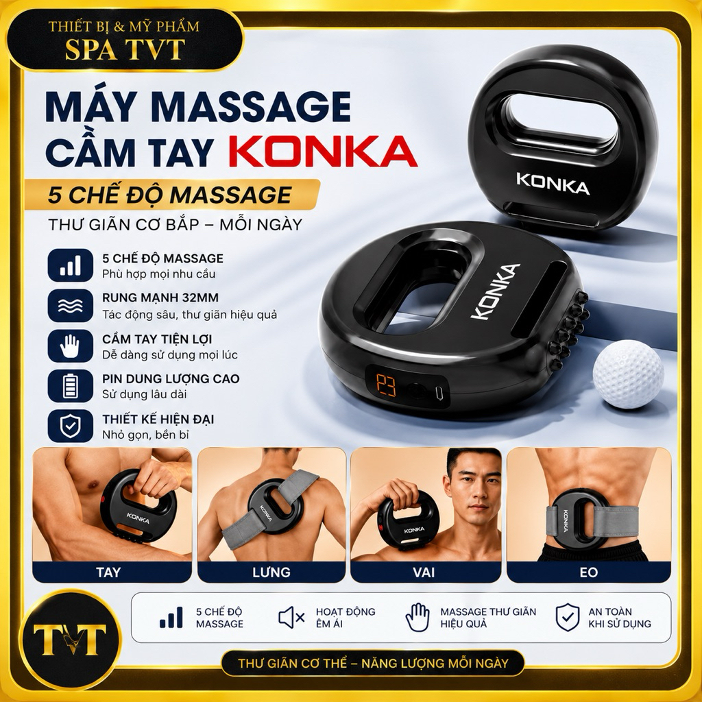 MÁY MASSAGE CẦM TAY KONKA – MASSAGE RUNG THƯ GIÃN CƠ THỂ, GIẢM CẢM GIÁC ĐAU MỎI