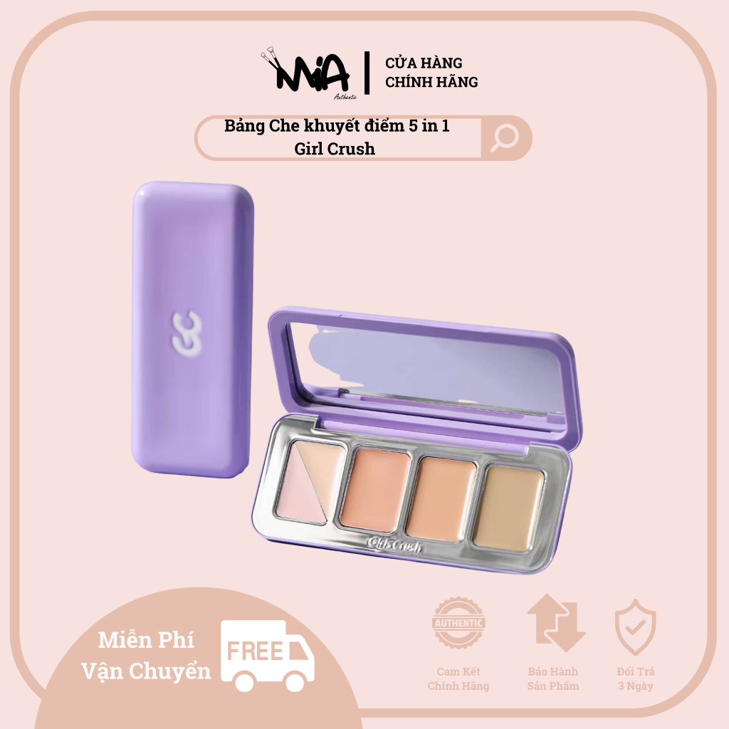 GIRL CRUSH - Bảng Che khuyết điểm 5 in 1 Girl Crush che khuyết điểm, làm sáng, hiệu chỉnh màu da