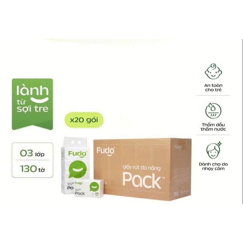 FUDO, NGUYÊN THÙNG 5 BỊCH KHĂN GIẤY RÚT SỢI TRE TỰ NHIÊN – FUDO, BAMBOO TISSUE PACK