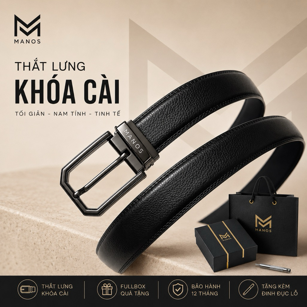 Thắt Lưng khoá gài văn phòng lịch sự cho nam manos ma-n25