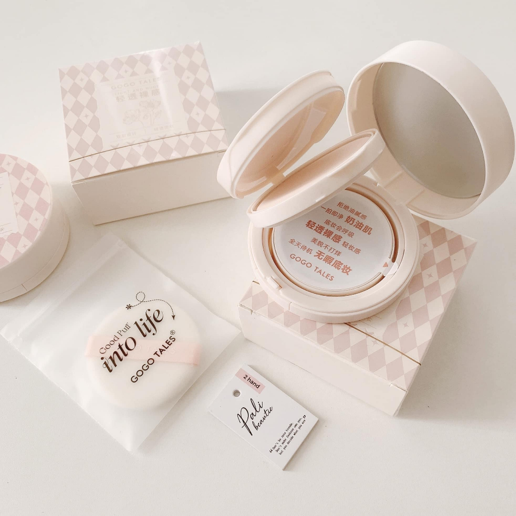 Cushion Kèm Phấn Phủ 2 in 1 Gogo Tales Light And Nude Pressed Powder Cushion Cream GT361