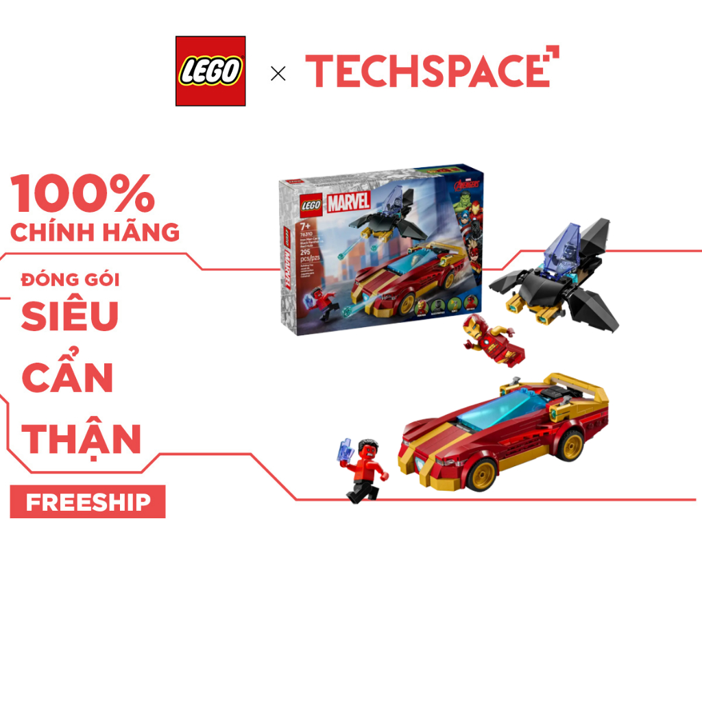 Bộ Mô Hình LEGO SUPERHEROES Xe Iron Man & Black Panther vs. Red Hulk #76310