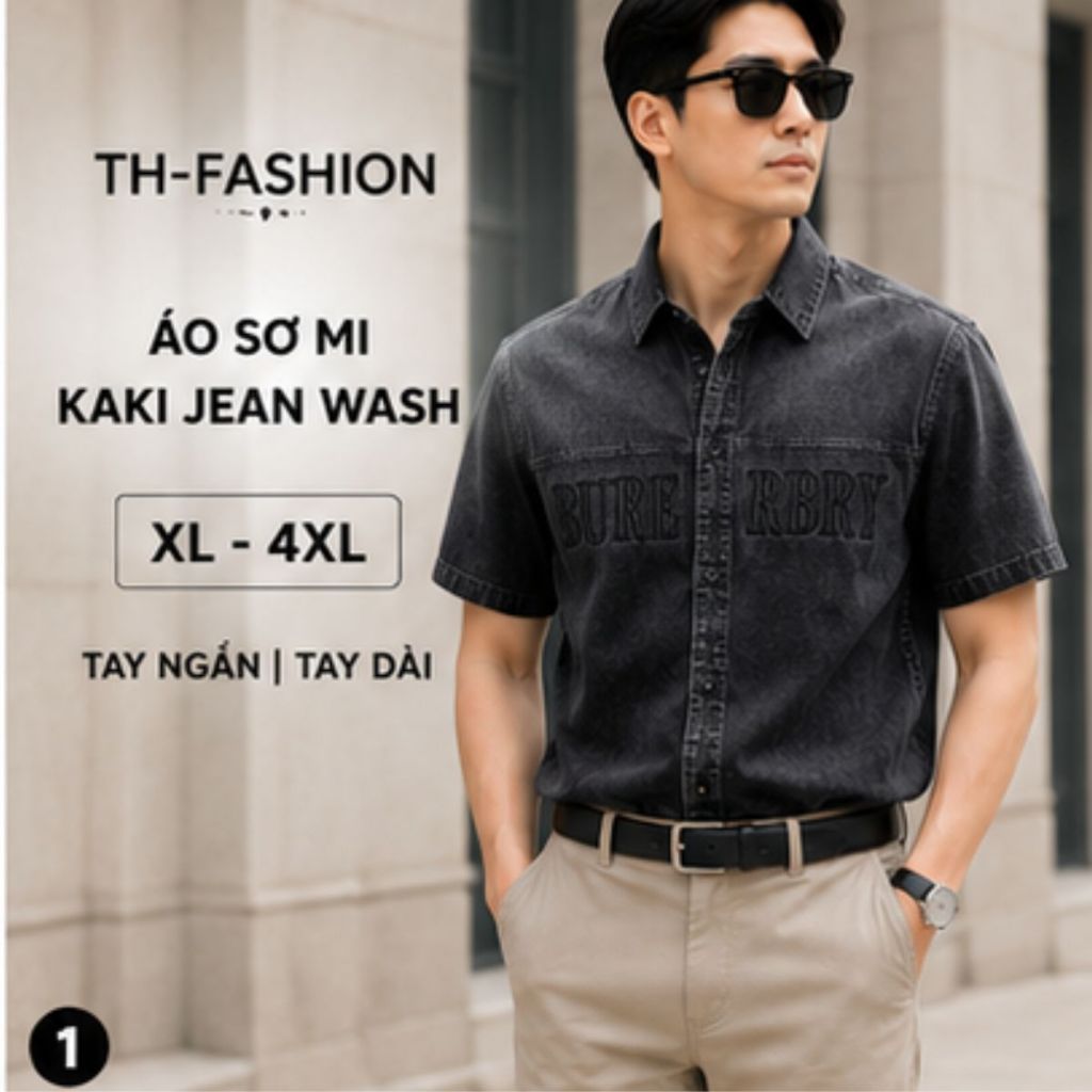 Áo Sơ Mi Nam Kaki Jean Wash TH-FASHION Tay Ngắn/Tay Dài Form Rộng Cao Cấp