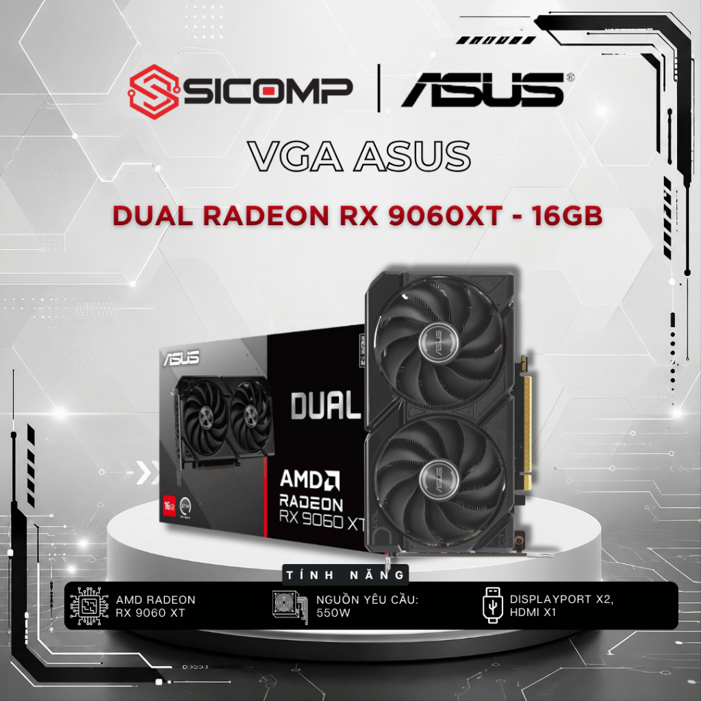 [FULL VAT] VGA  ASUS Dual Radeon RX 9060XT - 16GB, BH 36TH