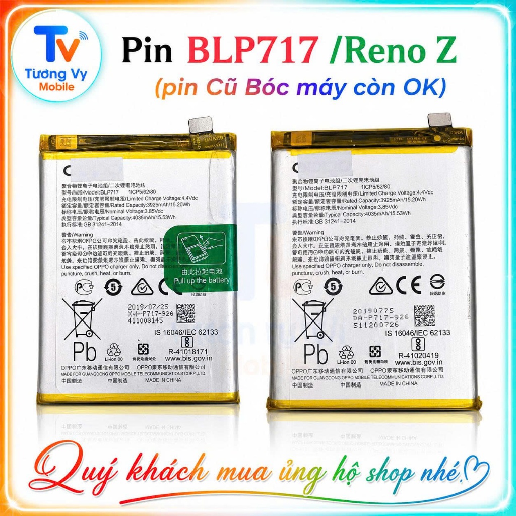 Pin oppo BLP717 / Reno Z,pin bóc máy còn ok