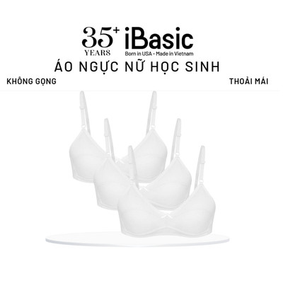 Combo 3 áo ngực nữ học sinh iBasic không gọng mút mỏng cotton USA kháng khuẩn BRAT018