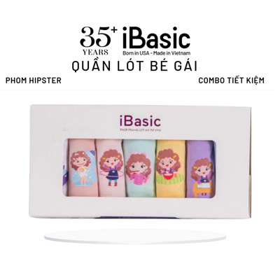 Pack 7 quần lót bé gái iBasic cotton USA kháng khuẩn phom hipster PANG005-1