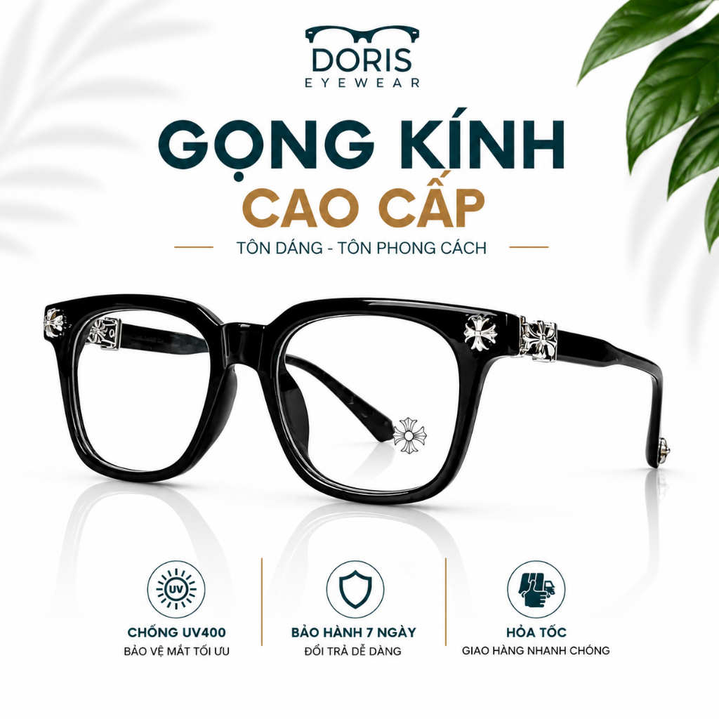 Gọng kính cận Doris nam nữ họa tiết điêu khắc độc lạ phong cách đường phố CH2273