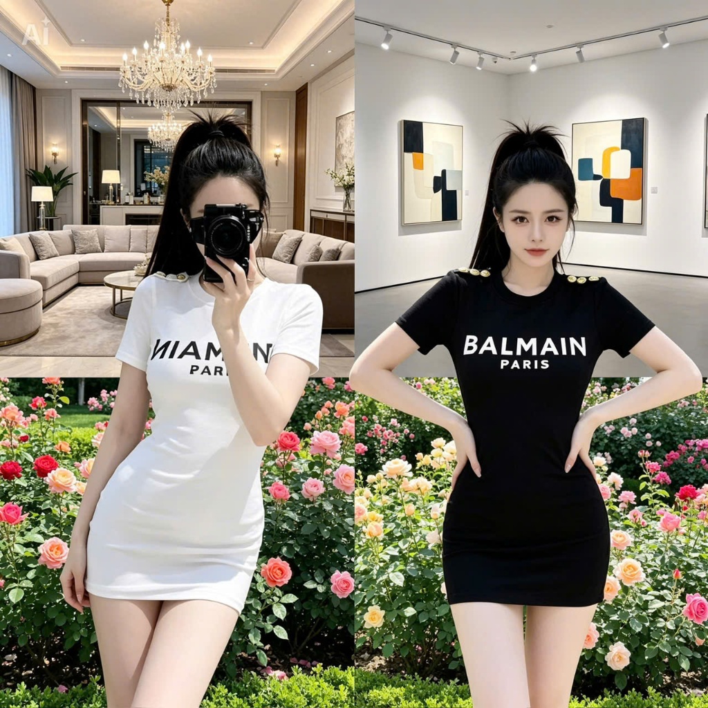 Váy Ôm Body BM Vai Cúc KCloset Đầm Ôm Dáng Chất Cotton Co Giãn Nữ Tính Năng Động