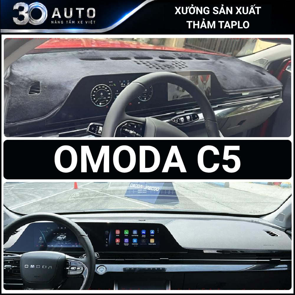 Thảm taplo BYD OMODA C5 da carbon, da vân gỗ đen, nhung cừu cao cấp, chuẩn form