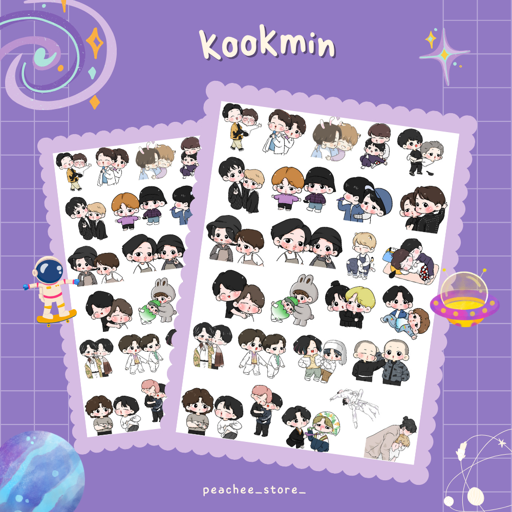 KOOKMIN sticker hình dán chibi OTP cắt sẵn  26 chiếc decan trang trí