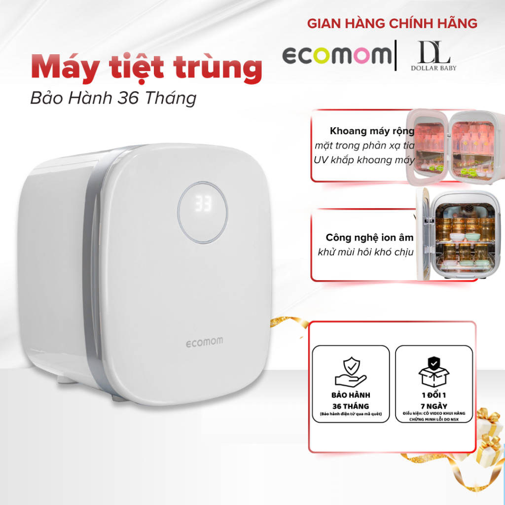 Máy tiệt trùng UV Ecomom 202 Pro Advanced - Sấy khô, khử mùi Anion, diệt khuẩn 99.99% - Chính Hãng
