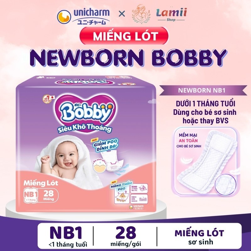 Miếng Lót Sơ Sinh Bobby Newborn 1 (Nb1-28, Nb1-64, Nb1-108) lót Sơ Sinh Siêu Thấm Lamii Shop