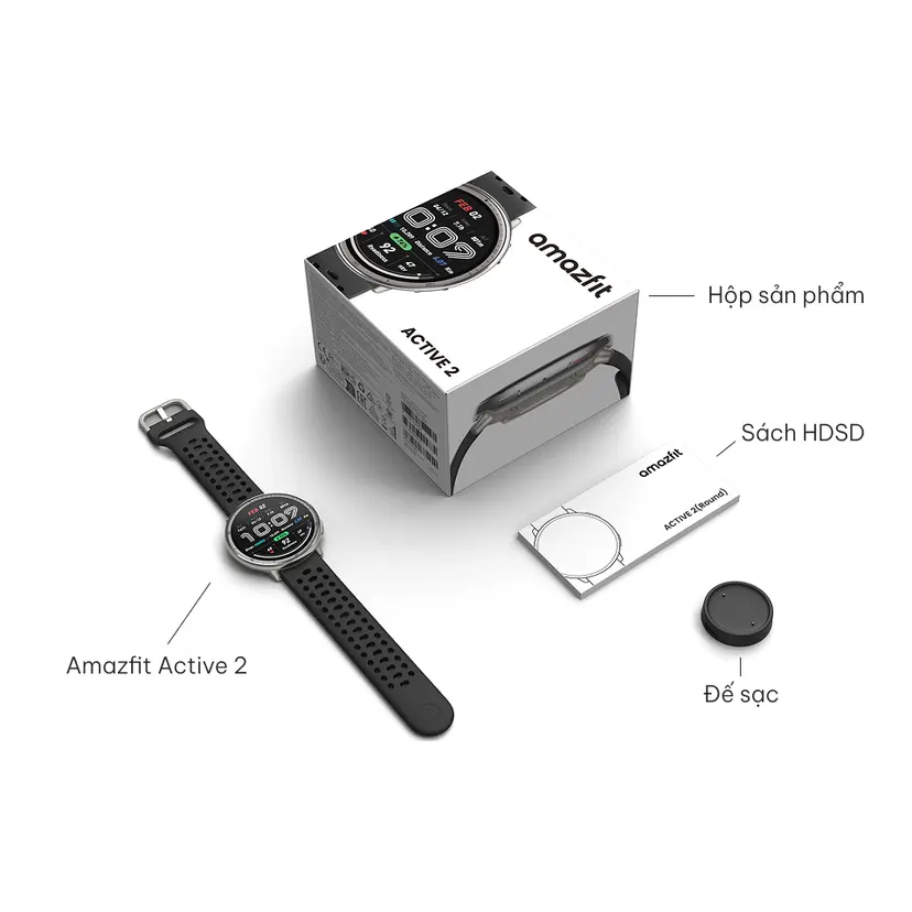 Đồng Hồ Thông Minh Amazfit Active 2 Round - BH 12 Tháng - Màn Hình AMOLED Theo Dõi Sức Khỏe | BigBuy360 - bigbuy360.vn