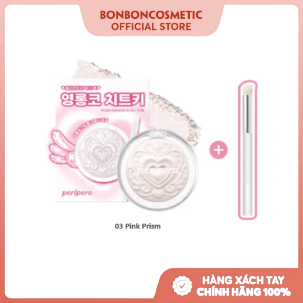 Highlight Peripera Moodlike kèm cọ #03 Pink Prism - BONBONCOSMETIC