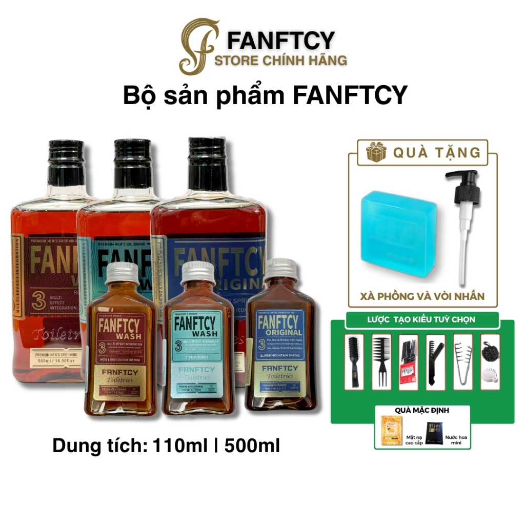 Dầu gội, sữa tắm nam cao cấp Fanftcy Original, Citrus Burs, Rose & Oud 110ml | 500ml