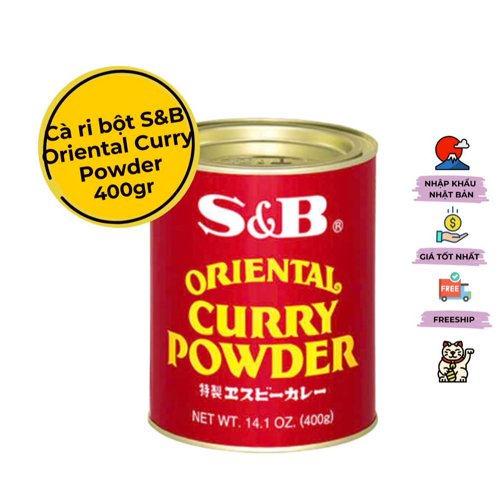 Cà Ri Bột Oriental Curry nhập khẩu Nhật Bản/ S&B Oriental Curry Powder/nấu cà ri chuẩn vị Nhật/400gr