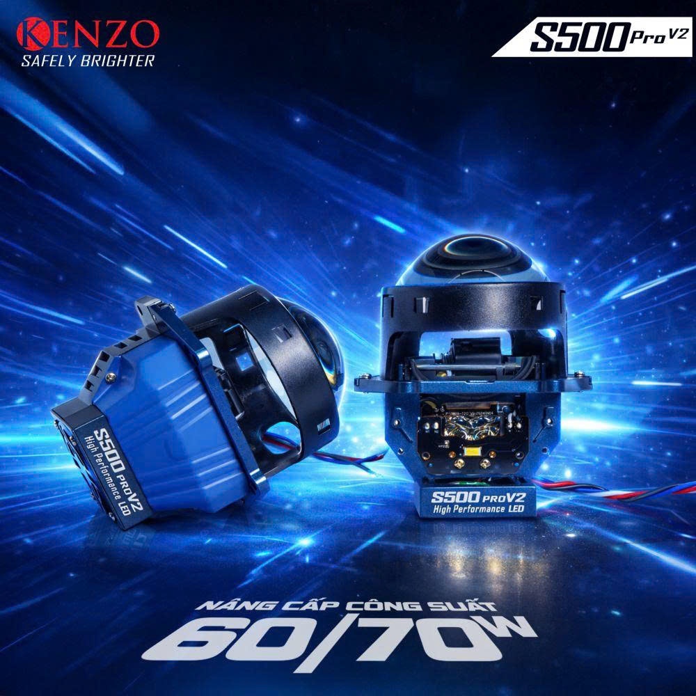 Đèn Bi Cầu Kenzo S500 Pro Ver 2 65W Dễ Lắp Đặt Đáp Ứng Mọi Nhu Cầu Tăng Sáng - BH 2 Năm