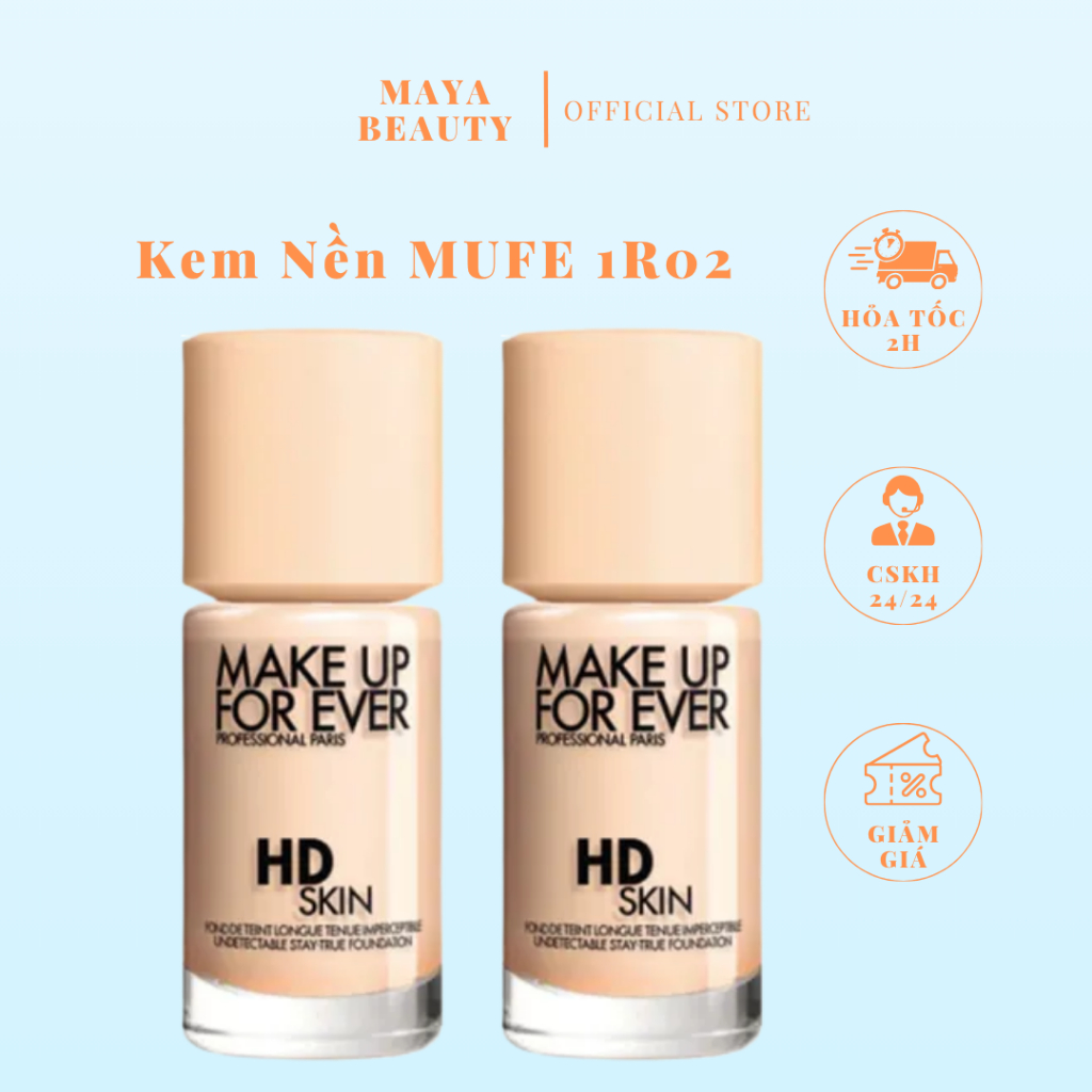 [1R02] Kem Nền Make Up For Ever HD Skin Foundation Tone 1R02 Cool Alabaster - Maya.Beauty