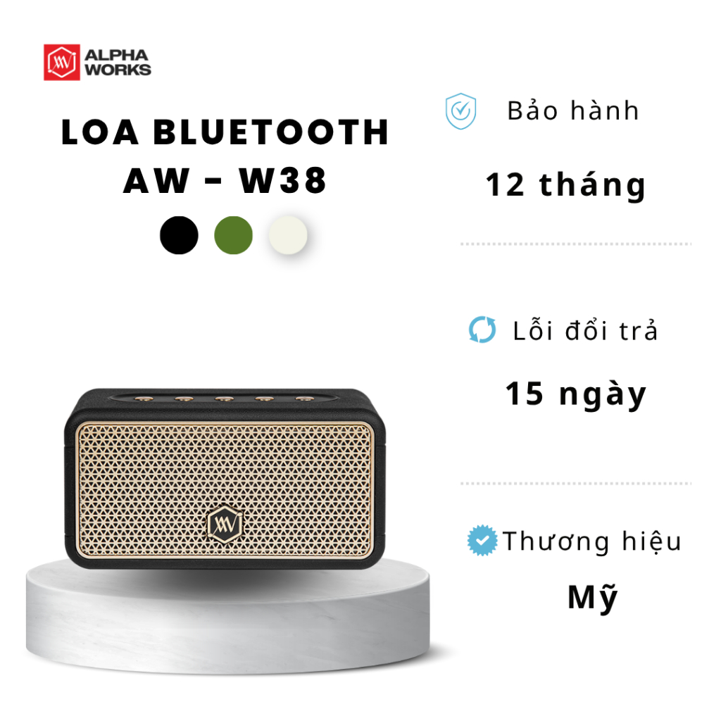 Loa Bluetooth Di Động Alpha Works W38 - Hàng Chính Hãng PGI Phân Phối