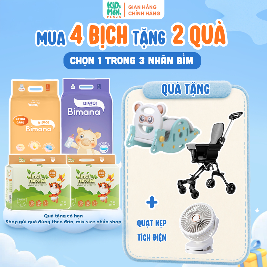 [BỈM HÈ] COMBO 4 bịch tã bỉm AMOR NATURAL/BIMANA/BIMANA EXTRA CARE thoáng mát, ngừa hăm ngày hè đủ s