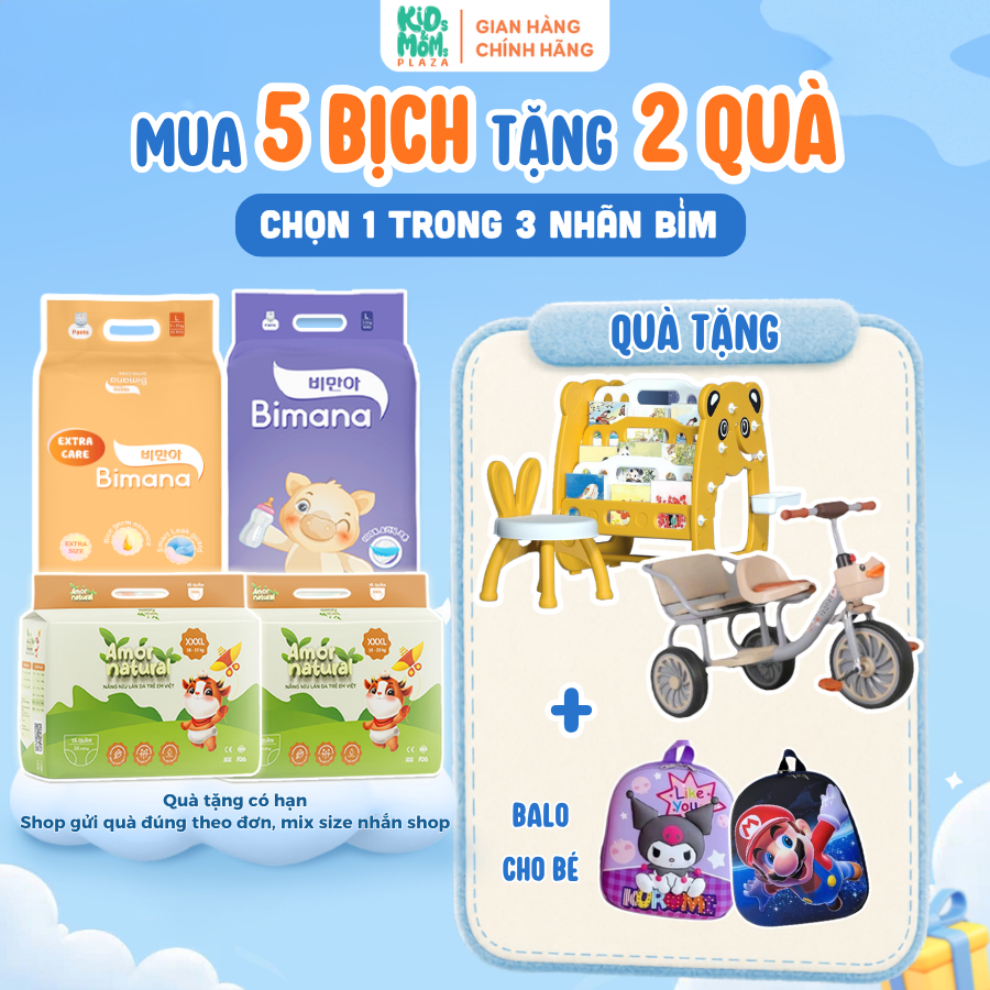 [SIÊU TIẾT KIỆM] COMBO 5 bịch tã bỉm AMOR NATURAL/BIMANA/BIMANA EXTRA CARE thoáng mát, thấm nhanh đủ