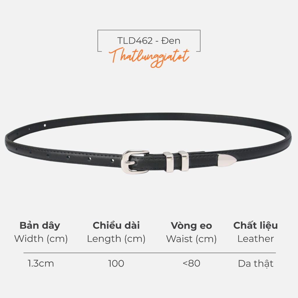 Thắt lưng nữ da thật 1.3cm