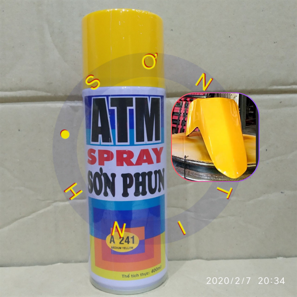 Sơn xịt ATM màu vàng nghệ MEDIUM YELLOW A241 - 1 chai