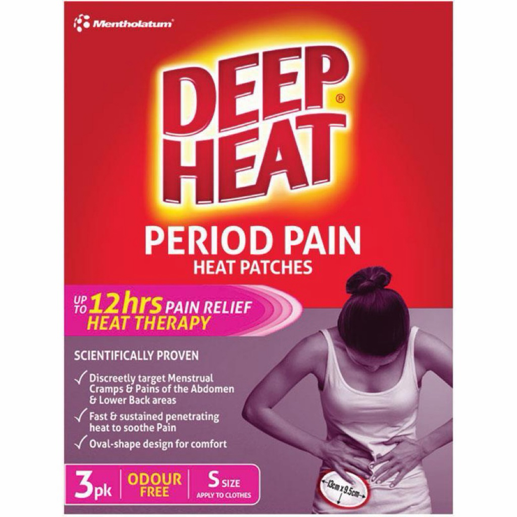 Miếng dán giữ ấm giảm đau bụng kinh Deep Heat Period Pain Heat Patches hộp 3 miếng