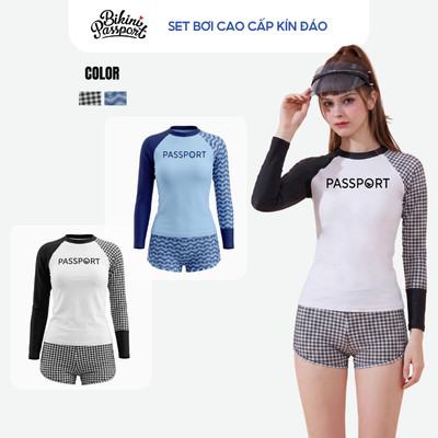 Bộ bikini nữ tay dài kín đáo bảo vệ da đi du lịch - Bikini Passport - BS346_CAR