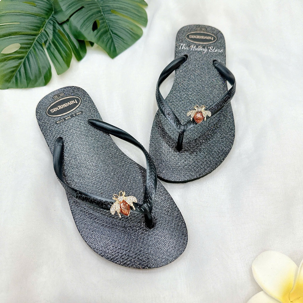 Havaianas -Bộ Sưu Tập Dép Gloss Gắn Charm ONG MẬT - Từ Brazil Cao Su Non Tự Nhiên Chống Trơn Trượt T