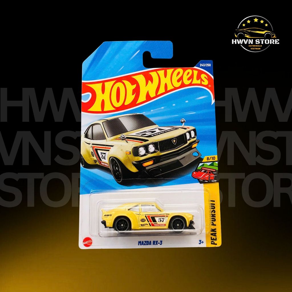 Xe mô hình Hotwheels Mazda RX-3 màu vàng
