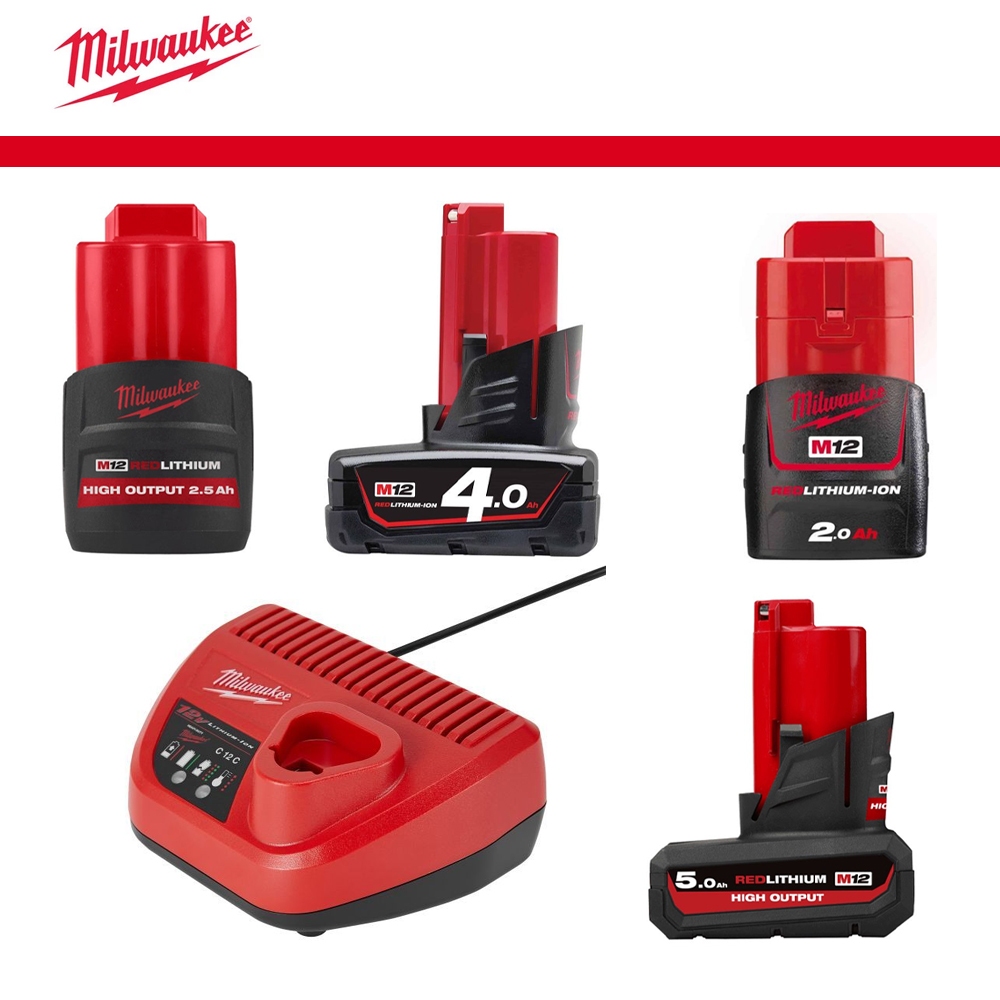 Bộ Nguồn & Sạc Dùng Cho Dụng Cụ Hệ 12V Milwaukee M12B2, M12HB5 Chính hãng