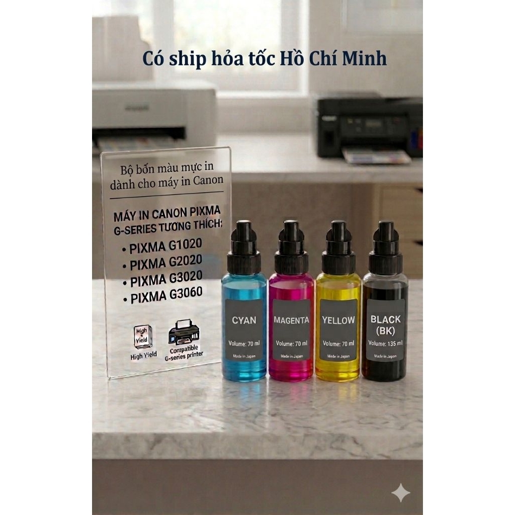 HCM -Set 4 màu mực in Canon 71 cho máy in Canon G1020, G2020, G3020 và G3060