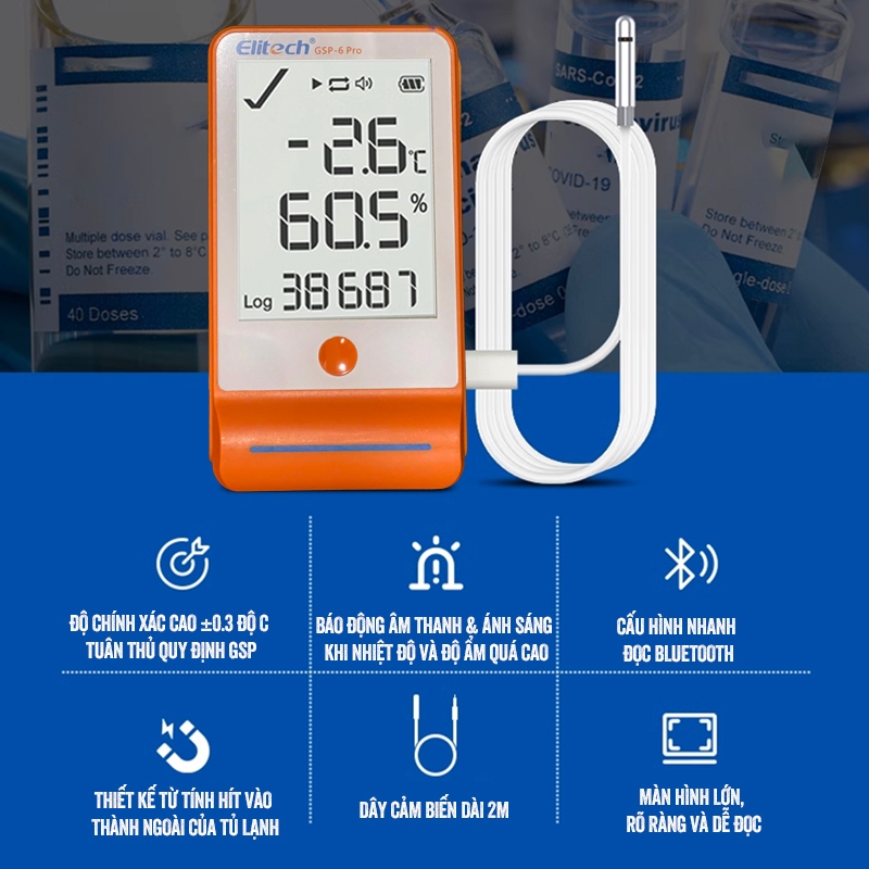 Nhiệt ẩm kế tự ghi Elitech GSP-6 Pro chính hãng bản tiếng anh