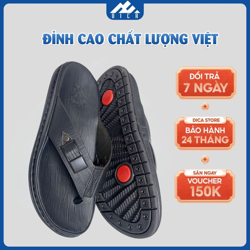 Dép Xỏ Ngón Da Nam DICA, Màu Đen Sang Trọng, Chất Da Cao Cấp, Đế Êm, Siêu Bền, Mẫu Mới Siêu Hot 2026