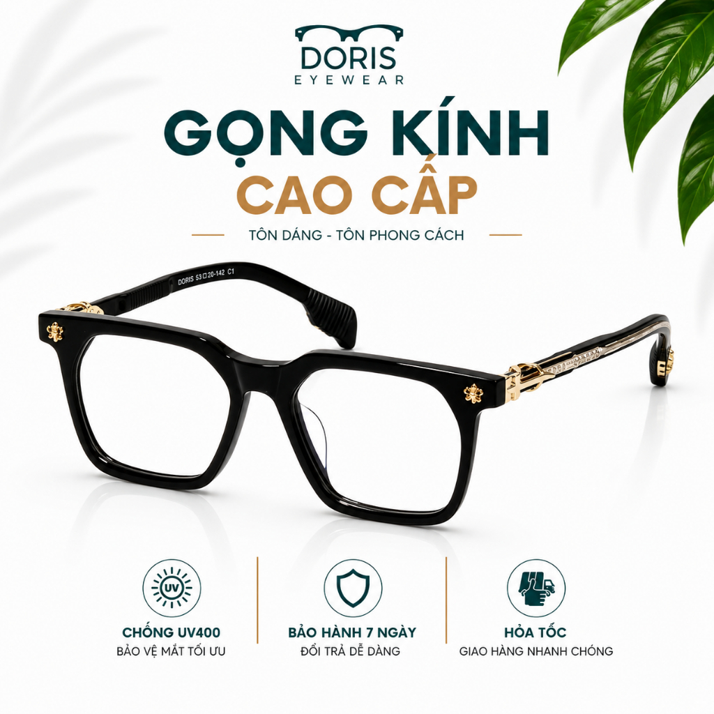 Mắt Kính Vuông CH8127 Full Box Cao Cấp Bản Lề Kim Loại Thời Trang Nam Nữ - Hợp Với Nhiều Khuôn Mặt D