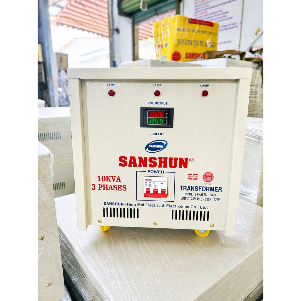 Biến áp 10kva 3pha : điện vào 380v 3f - điện ra 200v 3f - 220v 3f