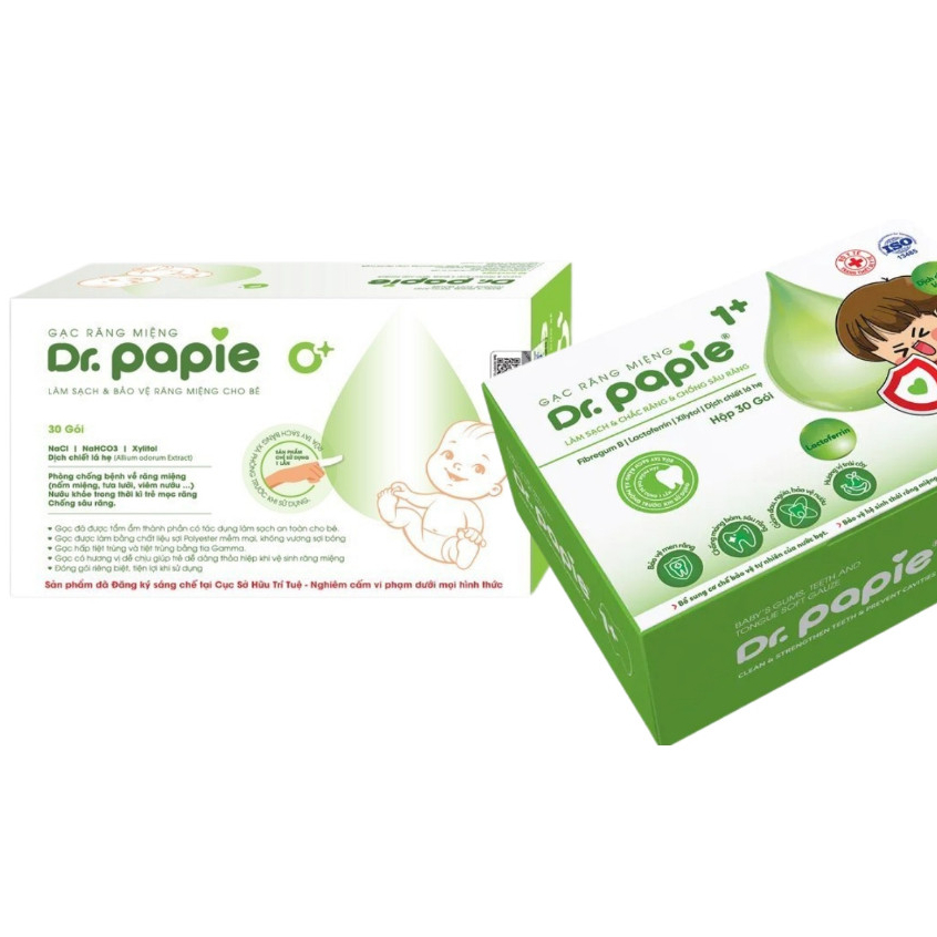 Gạc Rơ lưỡi Dr Papie vệ sinh răng miệng, Gạc rơ lưỡi Dr.papie 1 tuổi + cho bé từ 0 tuổi