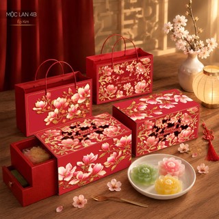 combo 100 hộp trung thu 4 bánh rau câu/ hộp trung thu 2 tầng mộc lan