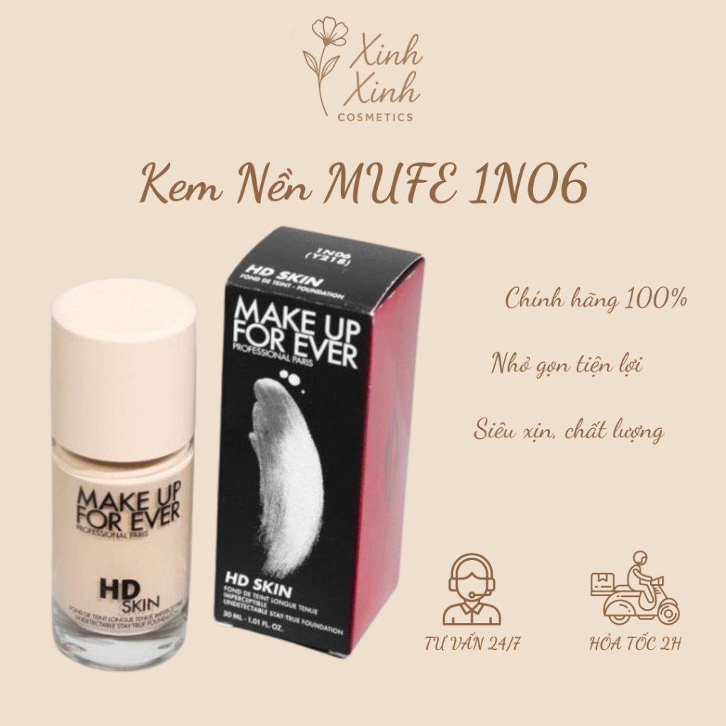 [1N06] Kem Nền Make Up For Ever HD Skin Foundation Tone 1N06 Porcelain - Xinh.Cosmetics