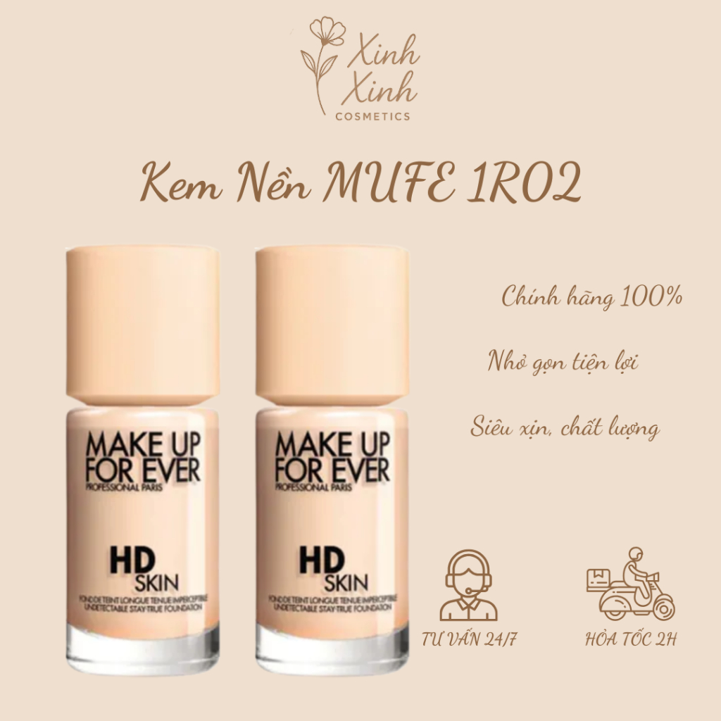 [1R02] Kem Nền Make Up For Ever HD Skin Foundation Tone 1R02 Cool Alabaster - Xinh.Cosmetics