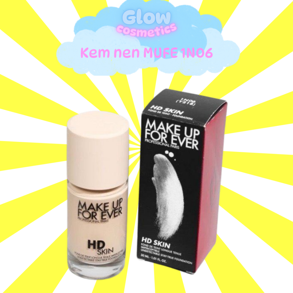 [1N06] Kem Nền Make Up For Ever HD Skin Foundation Tone 1N06 Porcelain - Glow.Cosmetics
