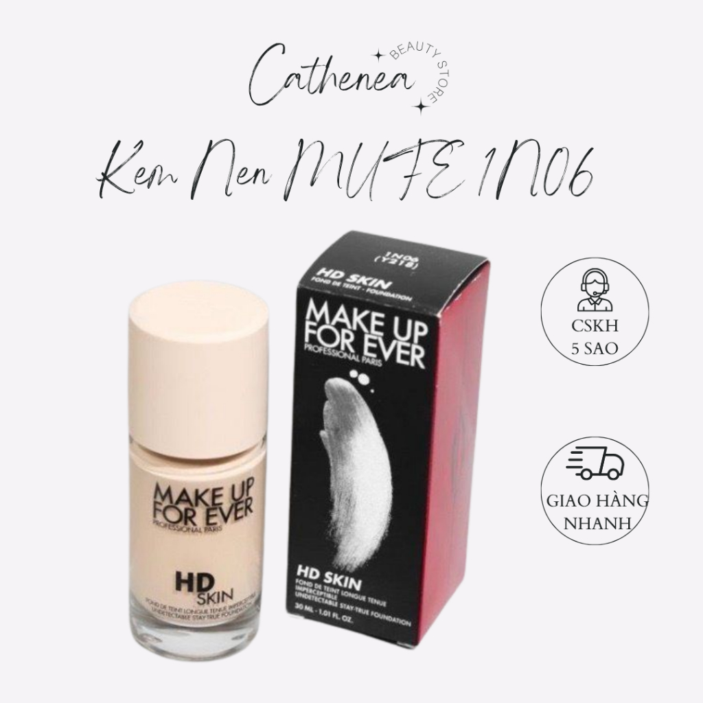[1N06] Kem Nền Make Up For Ever HD Skin Foundation Tone 1N06 Porcelain - Cathenea.Cosmetics