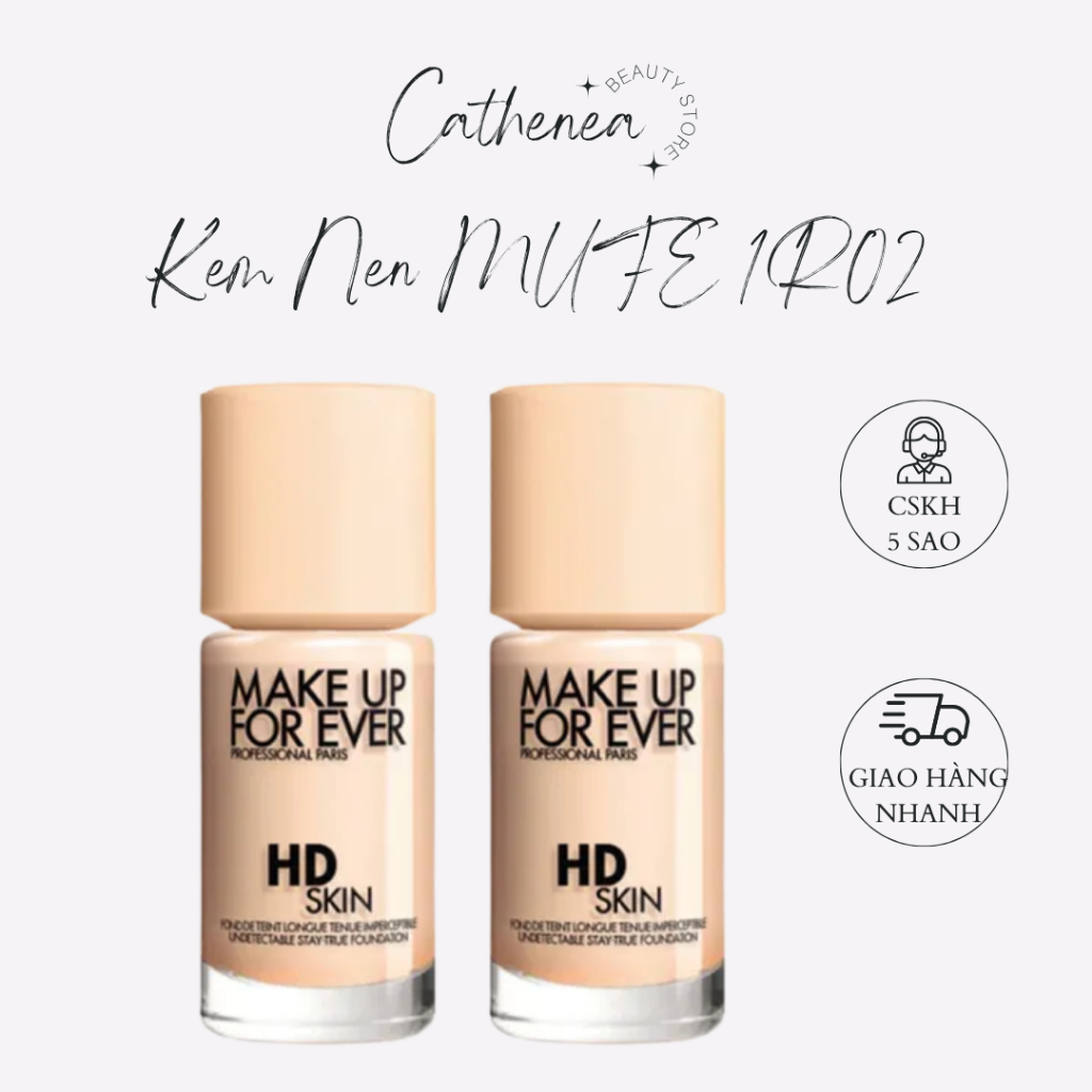 [1R02] Kem Nền Make Up For Ever HD Skin Foundation Tone 1R02 Cool Alabaster - Cathenea.Cosmetics