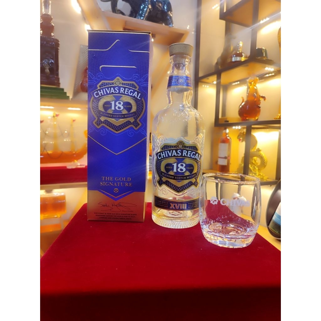 Vỏ Chai CHIVAS18 Full Box+ Kèm Cốc Chivas
